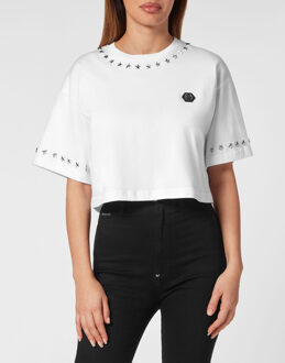 Philipp Plein T-Shirt Ronde Hals Stars - maat M Wit