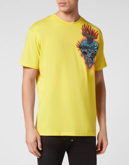 Philipp Plein T-Shirt Ronde Hals Tattoo - maat 3XL Geel