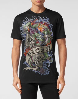 Philipp Plein T-Shirt Ronde Hals Tattoo - maat 4XL Zwart