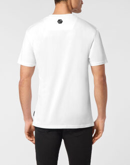 Philipp Plein T-Shirt Round Neck Ss Cote D Azur Plam Wit - M
