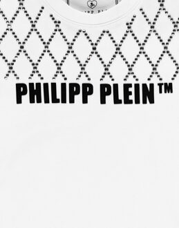 Philipp Plein T-Shirt Round Neck Ss Crystal Plein - maat Wit