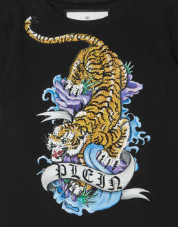 Philipp Plein T-Shirt Round Neck With Crystals Tattoo Zwart - 14J / 164cm
