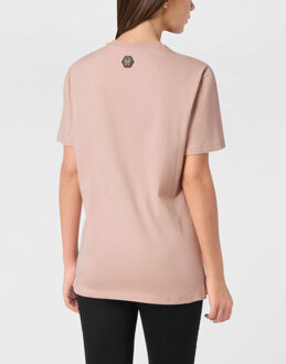 Philipp Plein T-Shirt Sexy Pure Fit Vintage Racing Strass Huidkleurig - XS