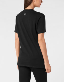 Philipp Plein T-Shirt Sexy Pure Fit Vintage Racing Strass Zwart