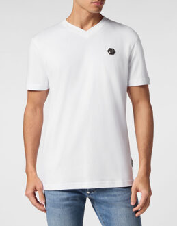Philipp Plein T-Shirt V-Hals Gothic Plein - maat 4XL Wit