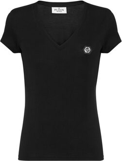 Philipp Plein T-Shirt V-Hals Hexagon Zwart