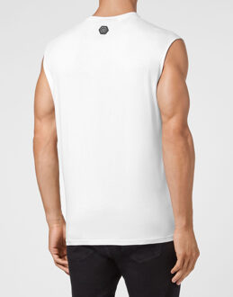 Philipp Plein Tank Top Padding Details Hexagon Wit