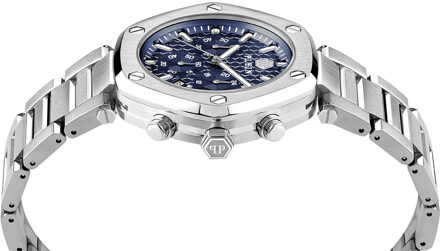 Philipp Plein The Hexagon Chrono Heren Zilveren Horloge PWZBA0323