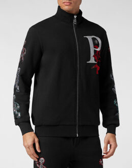 Philipp Plein Trainingspak: Hoodie & Broek Skeleton Zwart