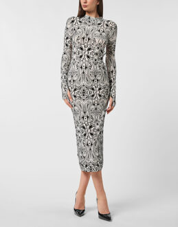 Philipp Plein Tulle Open Back Dress Gothic Plein Huidkleurig - XL