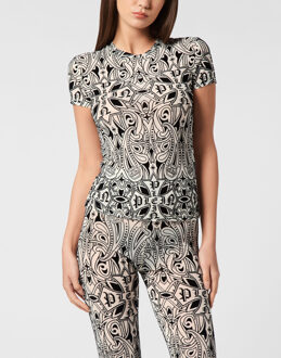 Philipp Plein Tulle Sexy Pure Fit T-Shirt Gothic Plein - maat S Huidkleurig