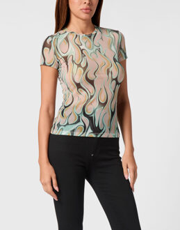 Philipp Plein Tulle T-Shirt Sexy Pure Ss Flame Huidkleurig
