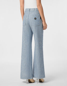 Philipp Plein Tweed Denim Trousers Skater Fit Blauw - 25 (Taille)