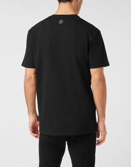 Philipp Plein V Neck Heavy Cotton T-Shirt Crystal Skull Zwart