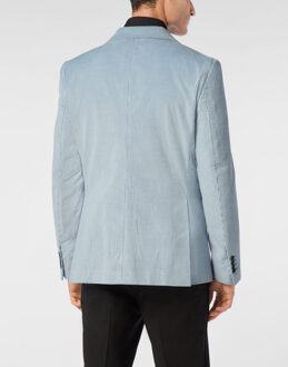 Philipp Plein Velvet Gabardine Blazer Flicky Fit Lichtblauw