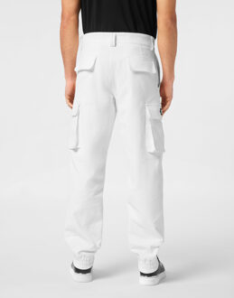 Philipp Plein Velvet Long Trousers Cargo Fit Wit - 48 (Taille)