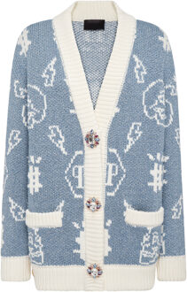 Philipp Plein Vest Monogram - maat L Lichtblauw