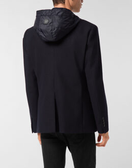 Philipp Plein Waterafstotende wollen blazer met capuchon Donkerblauw - 52 (Borst)