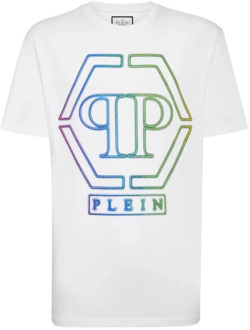 Philipp Plein Wit Geborduurd T-Shirt Philipp Plein , White , Heren - L,M,S