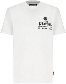 Philipp Plein Witte katoenen T-shirt met logo voor heren Philipp Plein , White , Heren - 2Xl,Xl,L,M,S