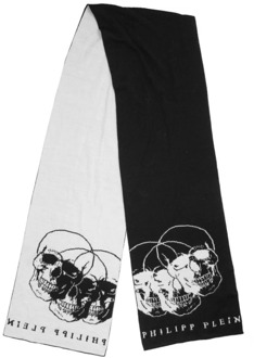 Philipp Plein Wollen sjaal met jacquardpatroon Philipp Plein , Black , Unisex - ONE Size