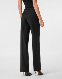 Philipp Plein Wool Straight Office Trousers Zwart - XS