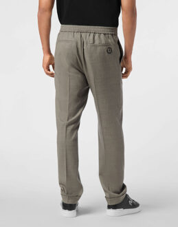 Philipp Plein Wool Wide Leg Trousers Grijs - 50 (Taille)