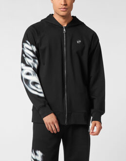 Philipp Plein Zip Hoodie Blur Signature Zwart - XL