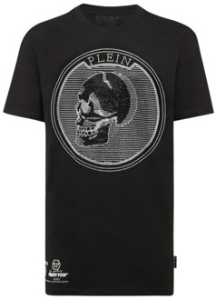 Philipp Plein Zwart T-shirt met kristallen schedelprint Philipp Plein , Black , Heren