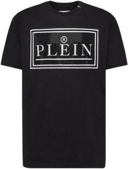 Philipp Plein Zwart T-shirt met Strass Logo Philipp Plein , Black , Heren - 2Xl,Xl,S