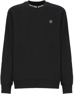 Philipp Plein Zwarte katoenen sweatshirt met logopatch Philipp Plein , Black , Heren - Xl,L,M