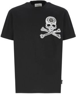 Philipp Plein Zwarte katoenen T-shirt met contrasterend logo Philipp Plein , Black , Heren - L,M,S