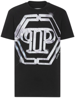 Philipp Plein Zwarte katoenen T-shirt met iconisch logo Philipp Plein , Black , Heren - Xl,L,M