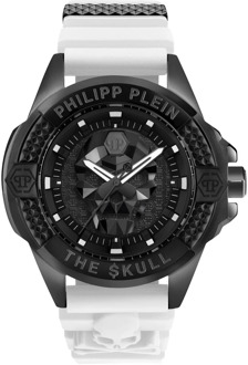 Philipp Plein Zwarte Siliconen Band Skull Horloge Philipp Plein , Black , Heren - ONE Size