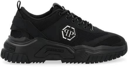 Philipp Plein Zwarte Technische Stof Predator Sneaker Philipp Plein , Black , Heren - 42 Eu,43 Eu,44 Eu,41 Eu,45 EU