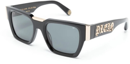 Philipp Plein Zwarte zonnebril met originele koffer Philipp Plein , Black , Heren - 52 MM