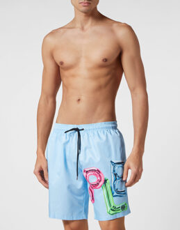 Philipp Plein Zwembroek Bombing Graffiti Lichtblauw