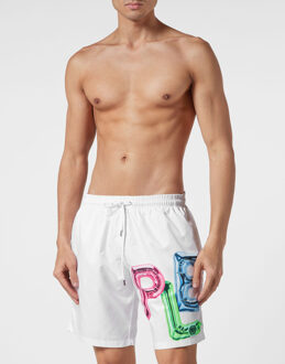 Philipp Plein Zwembroek Bombing Graffiti Wit - 2XL