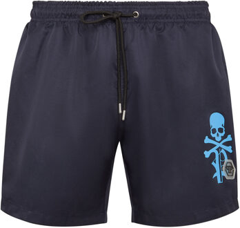 Philipp Plein Zwembroek Skull&Bones Donkerblauw