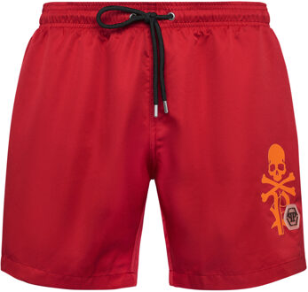 Philipp Plein Zwembroek Skull&Bones Rood - L