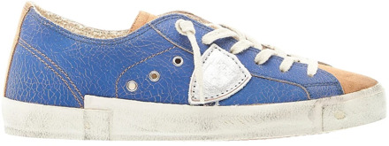 Philippe Model Blauw Leren Lage Sneakers Philippe Model , Multicolor , Heren - 44 Eu,40 Eu,42 Eu,45 EU