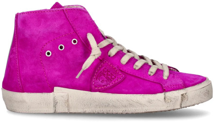 Philippe Model Fuchsia Suède Hoge Sneakers Philippe Model , Pink , Dames - 37 Eu,39 Eu,40 Eu,36 Eu,38 Eu,35 Eu,42 EU