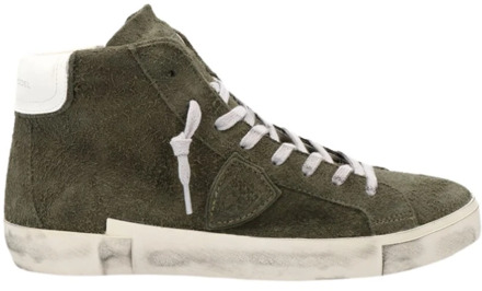 Philippe Model Groene hoge sneakers in verweerde stijl Philippe Model , Green , Heren - 44 Eu,40 Eu,43 EU