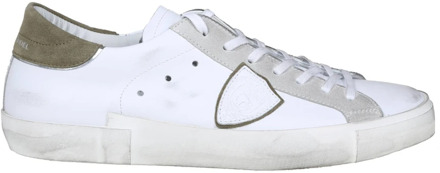 Philippe Model Leren Sneakers Wit Groen Philippe Model , White , Heren - 40 Eu,43 Eu,45 EU