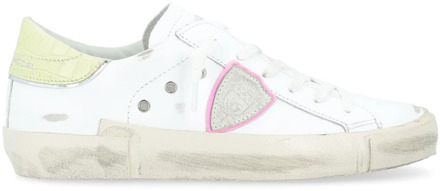 Philippe Model Paris X Leren Sneaker in Wit, Geel en Roze Philippe Model , White , Dames - 36 Eu,40 Eu,37 Eu,39 Eu,38 EU