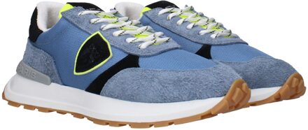 Philippe Model Textiel Suede Sneakers Lichtblauw