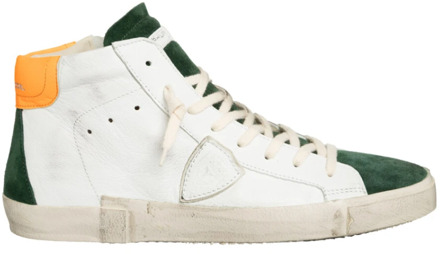 Philippe Model Witte Groene High Top Sneakers Philippe Model , White , Heren - 42 EU