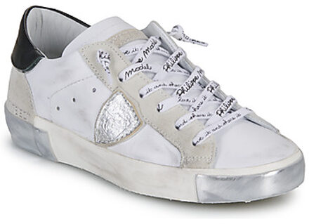 Philippe Model Witte leren sneakers voor dames met suède details Philippe Model , White , Dames - 36 EU