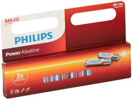 Philips 12x Philips AAA batterijen power alkaline 1.5 V Multi