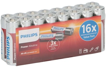 Philips 16x Philips power alkaline AA batterijen